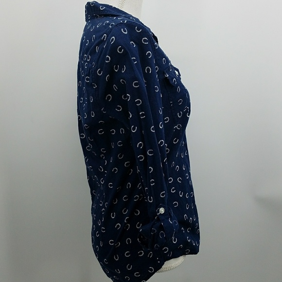 Lucky Brand Navy Shirt Size Small Horseshoe Design - Picture 2 of 6